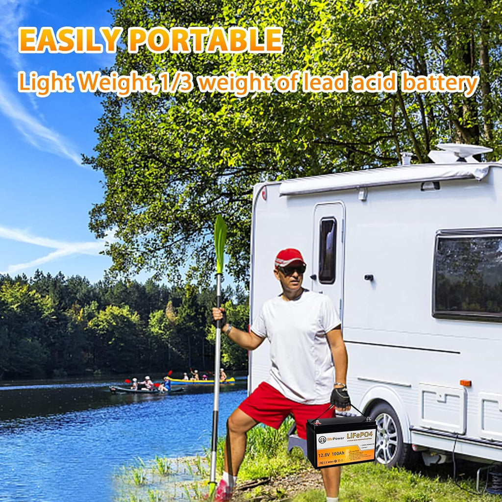 12V Lithium Battery,5000+ Deep Cycle LiFePO4 Battery with Built-in 100A BMS fit for Home Storage,Trolling Motor,RV,Off-Grid System,Solar Power System,Marine (4PACK-12V100AH)