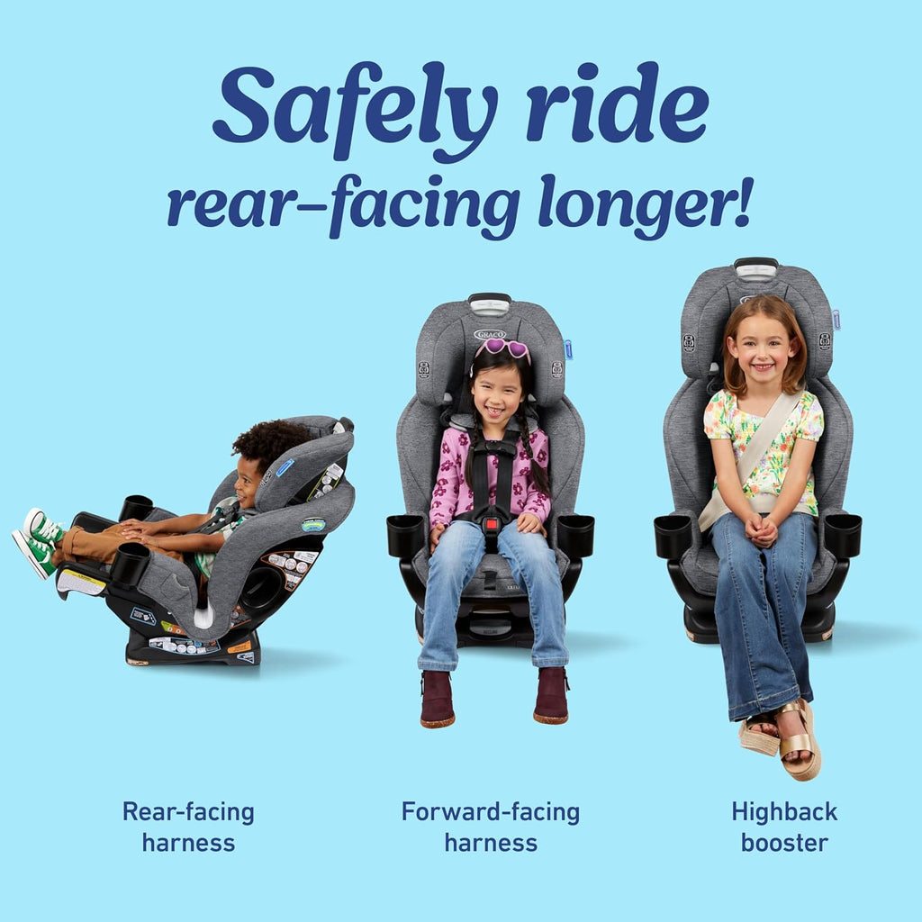 Graco Extend2Fit 3-in-1 Convertible Car Seat, 3 Modes – Rear Facing, Forward Facing Baby Car Seat and Highback Booster Seat, Adjustable Extension Panel for Extra Legroom, Talia