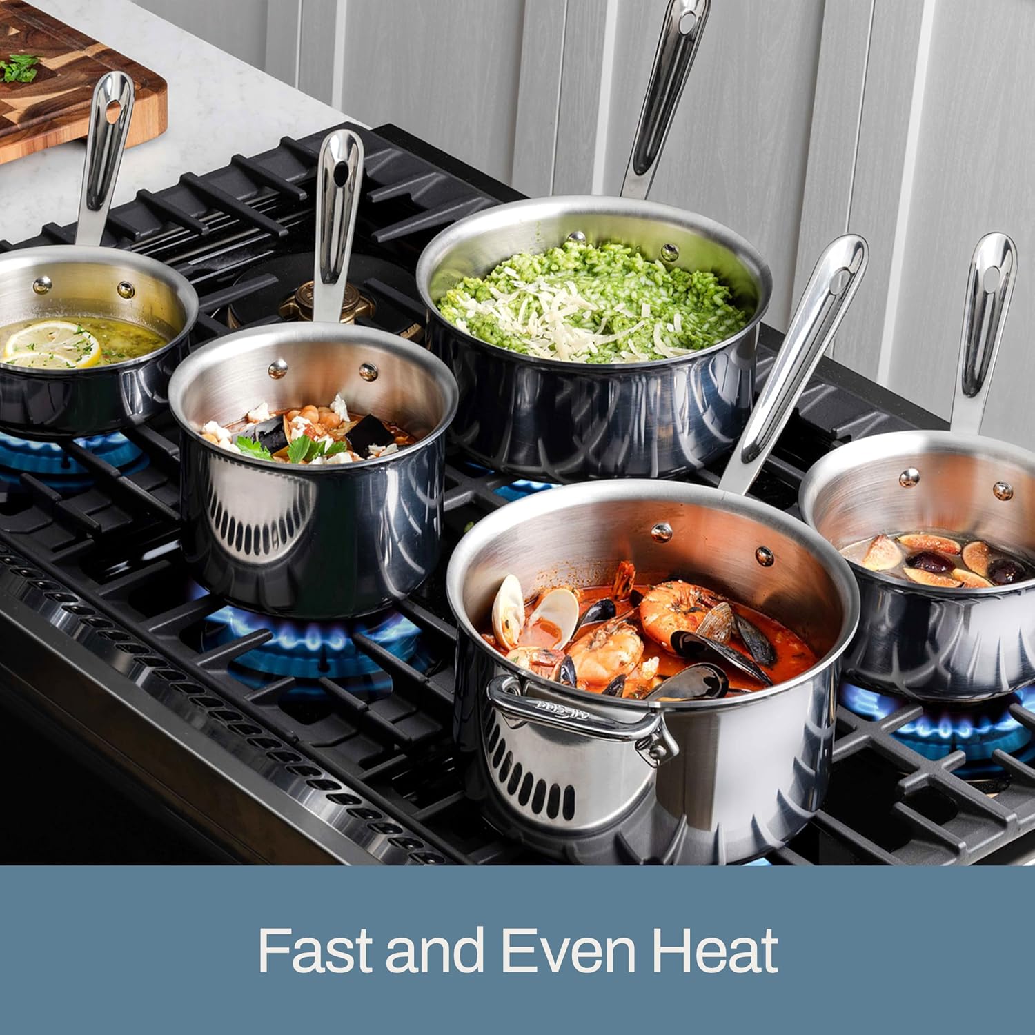 All-Clad D3 Stainless Steel 4 Quart Sauce Pan Covered- Made in the USA- The Original Bonded Professional Cookware- Oven Safe & Induction Compatible