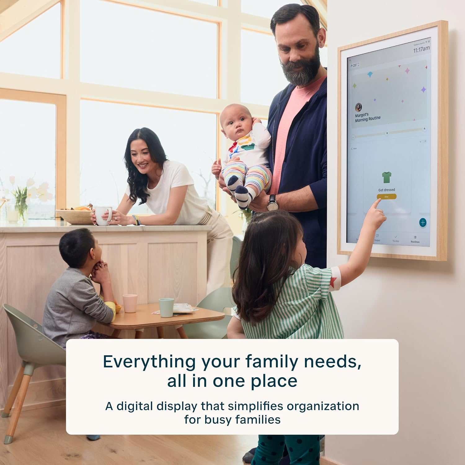 Hearth Display 27' Digital Calendar for Families, Interactive Touchscreen, Custom Wall Mount, Matte White Frame