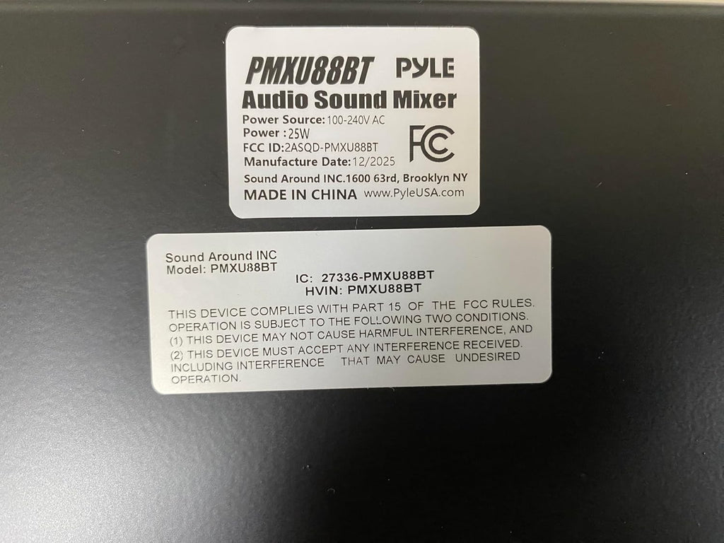Pyle 8-Channel Console Style Audio Mixer with Bluetooth - DJ Sound Controller, 4 XLR / Combo Inputs, Sub Out, +48V Phantom, USB-A In, 16 DSP Effects, MP3 Player, 7-Band EQ - PMXU88BT