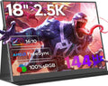 2.5K 144Hz Portable Monitor 18' 2560x1600 Portable Gaming Monitor 100% sRGB FreeSync HDR Laptop Monitor w/VESA & Case, 16: 10 Wide Screen IPS External Monitors for Mac Switch Xbox PS4/5