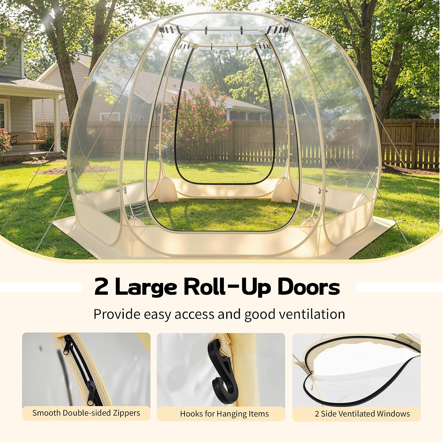 Lenotos Pop Up Bubble Tent, 10 x 10 FT Instant Igloo Tent Suitable for 4-6 People, Screen House for Patios, Cold
