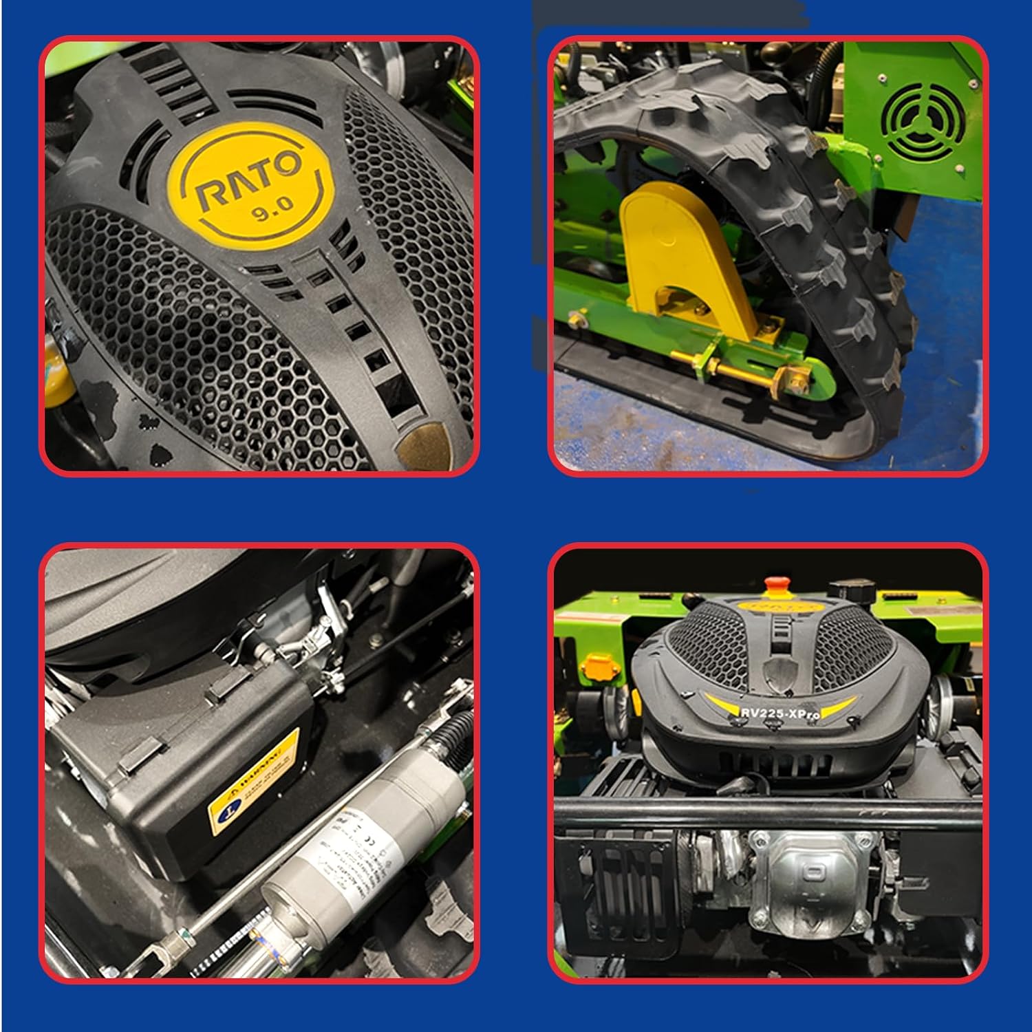 SDLLMM500 Remote Control Slope Lawn Mower, 24V Battery Powered, 500mm Cutting Width, All-Terrain Design, 4km/h Speed, Green and Yellow
