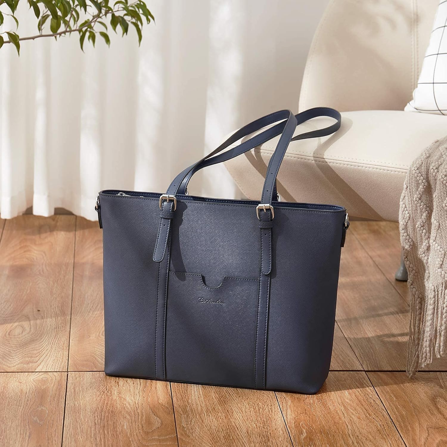 BOSTANTEN Leather Laptop Bag Work Tote for Women Shoulder Handbag Briefcase 15.6 inch Satchel Computer Bag