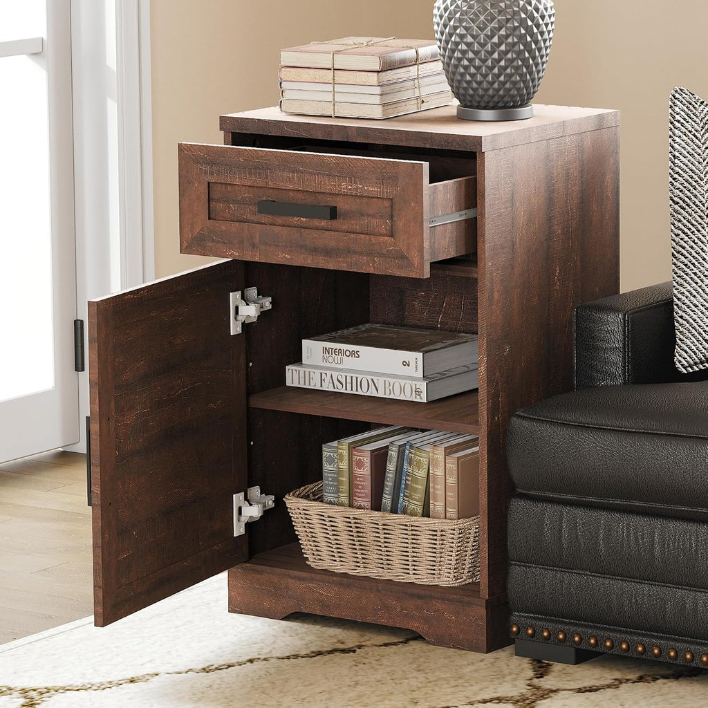 WAMPAT Modern Farmhouse TV Stand for TVs up to 100',3 in 1 Wood Entertainment Center,32' H Tall TV Console Cabinet with Barn Door for Living Room,Bedroom,Rustic Brown