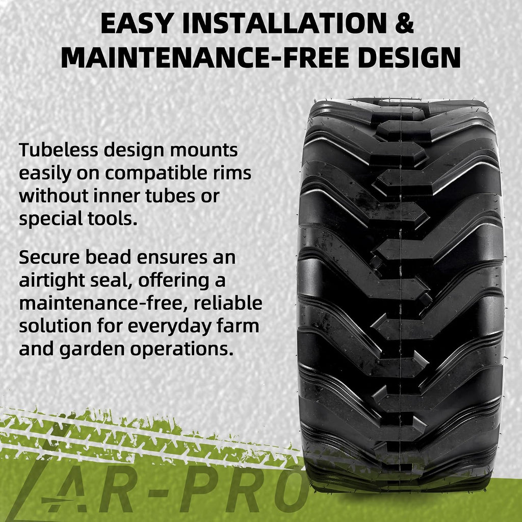 AR-PRO (2-Pack) 18x8.50-10 Garden Tractor Tubeless Tire, Heavy Duty 4-Ply Farm & Lawn Tractor Tire, 780lbs Capacity