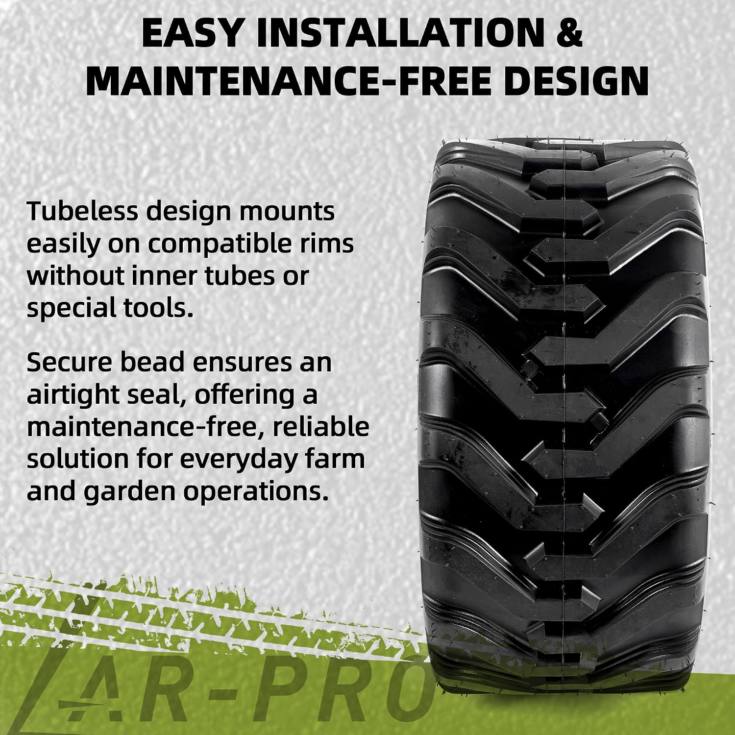 AR-PRO (2-Pack) 18x8.50-10 Garden Tractor Tubeless Tire, Heavy Duty 4-Ply Farm & Lawn Tractor Tire, 780lbs Capacity