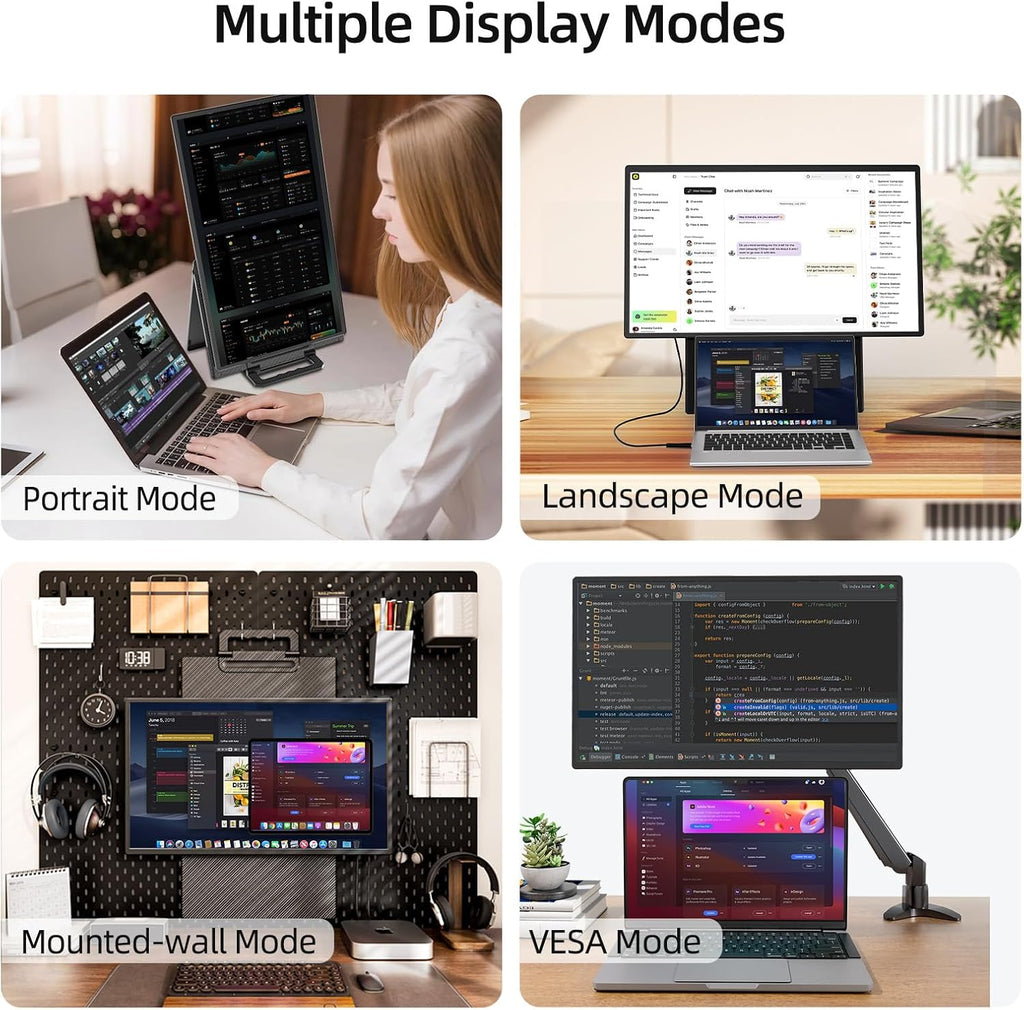 23.8' Large Portable Monitor - 1080P FHD 100Hz IPS HDR Second Screen, HDMI/USB-C Gaming Monitor with Magnetic Stand(Height-Adjustable & Rotatable), Speakers, VESA Mount Display for Laptop/MacBook/PC