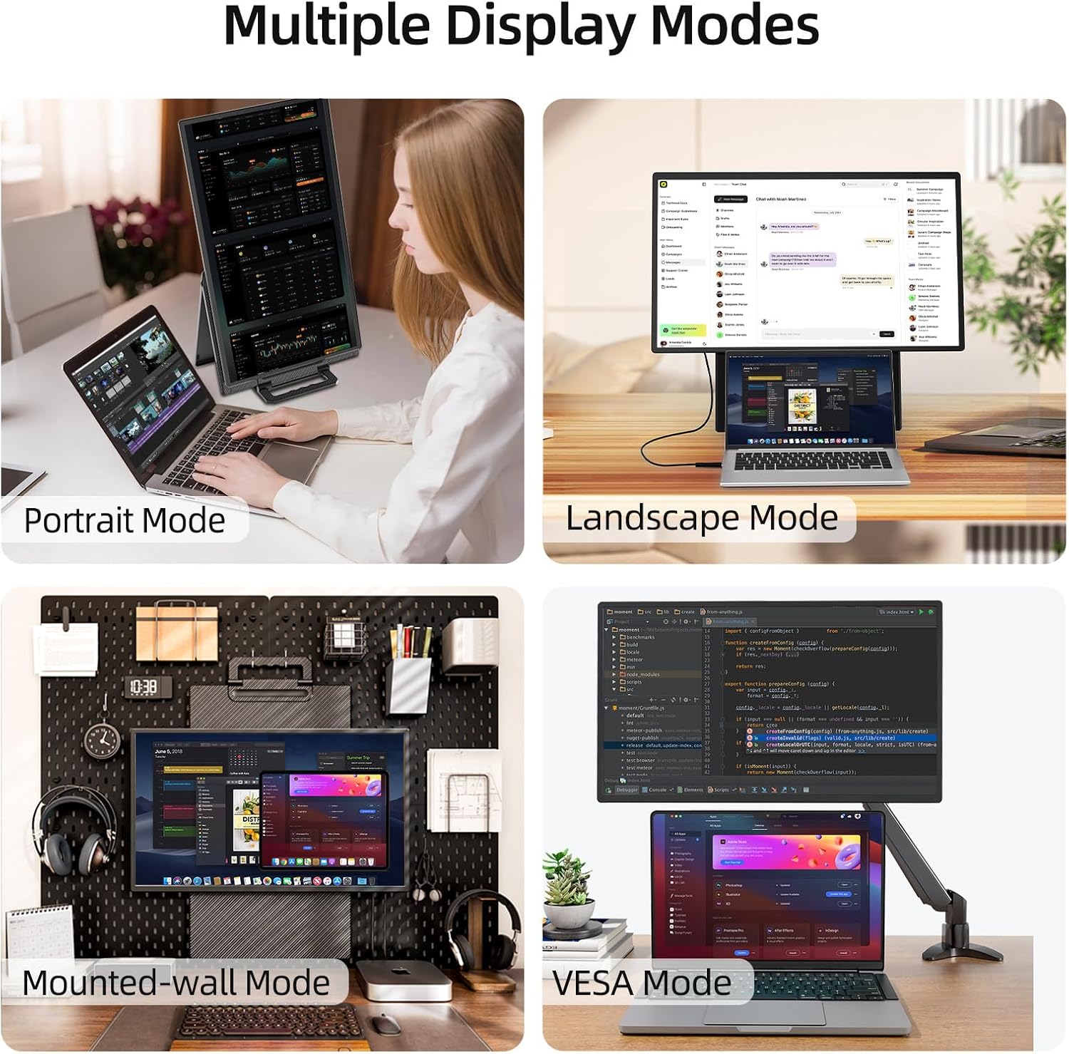 23.8' Large Portable Monitor - 1080P FHD 100Hz IPS HDR Second Screen, HDMI/USB-C Gaming Monitor with Magnetic Stand(Height-Adjustable & Rotatable), Speakers, VESA Mount Display for Laptop/MacBook/PC