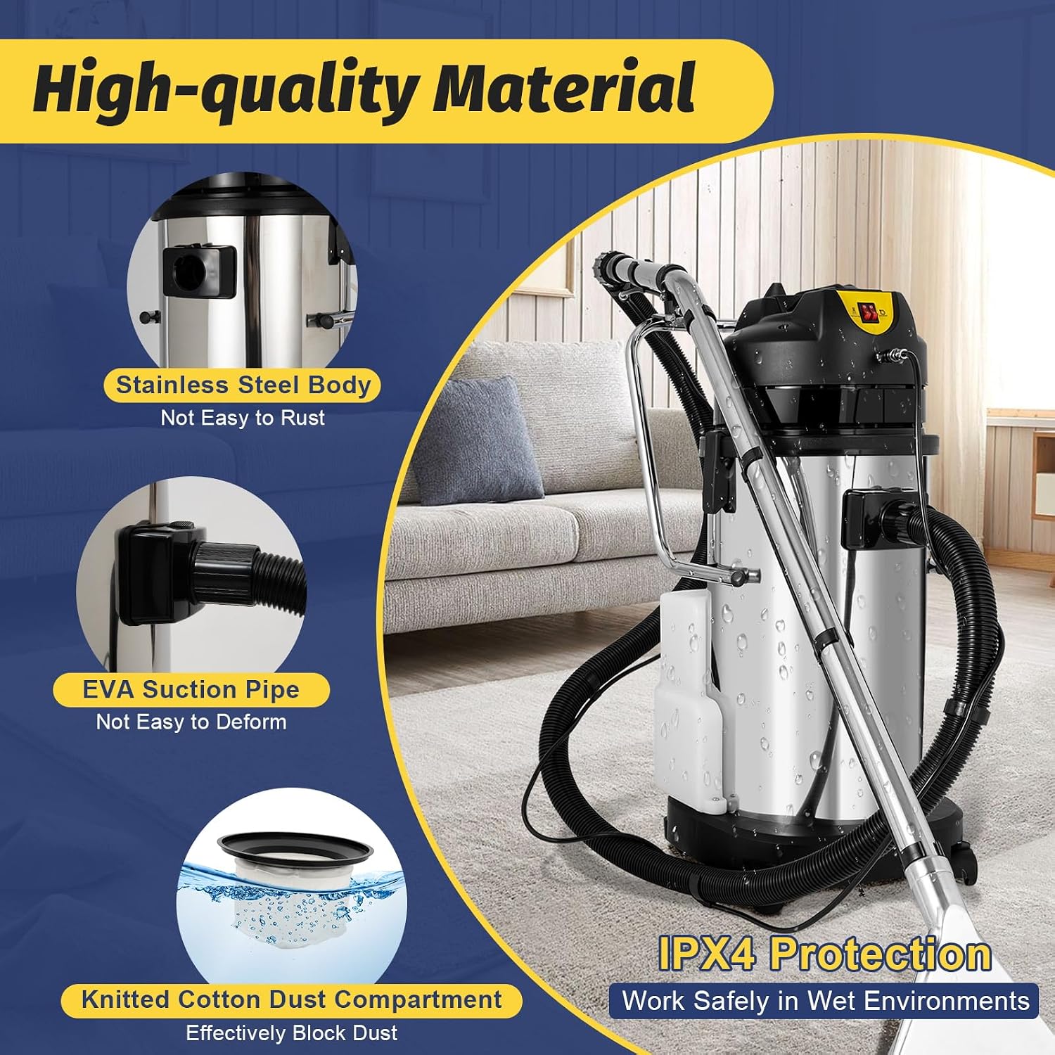 LYNICESHOP Carpet Cleaning Machine, Portable Carpet & Upholstery Spot Cleaner 3in1 Pro Vacuum Cleaner Extractor for Carpet and Upholstery (40L)