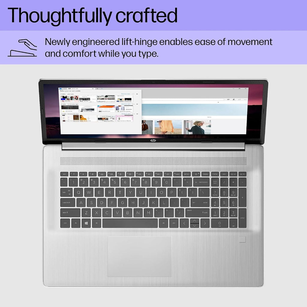 HP 17 Laptop with Free Microsoft Office 365 for Web, Intel Ultra Fast 8-Core CPU, 32GB RAM, 1TB SSD, Full HD Display, HDMI, USB-C, Wi-Fi, Bluetooth, Fingerprint Reader, Silver