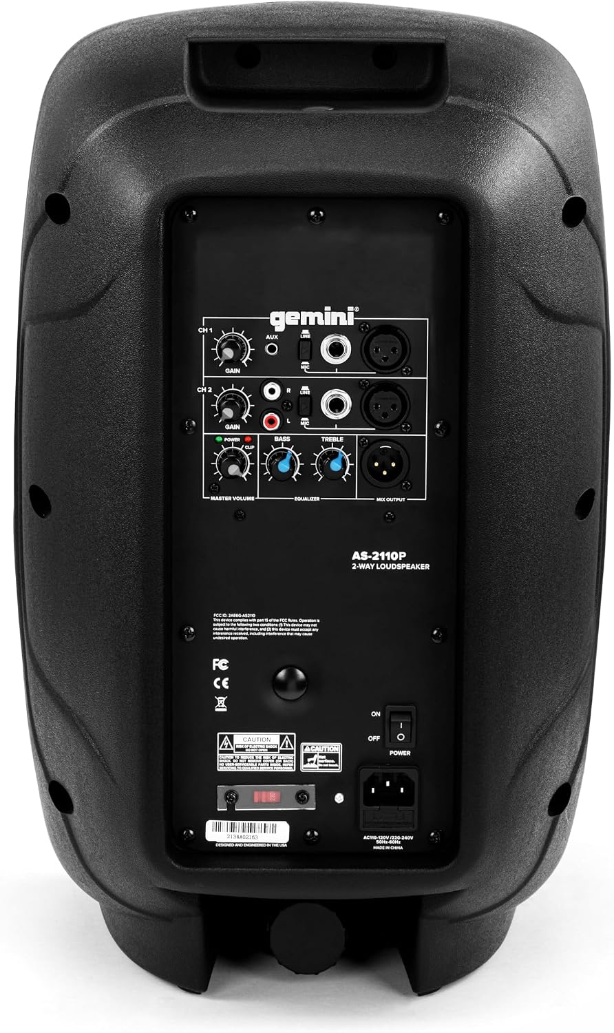 Gemini 40W Powered DJ Speaker 10' – Compact Active Stage Monitor with XLR/AUX Inputs, Built-in Mixer, EQ & Stand Mount for Mobile Gigs & Events (AS-2110P)