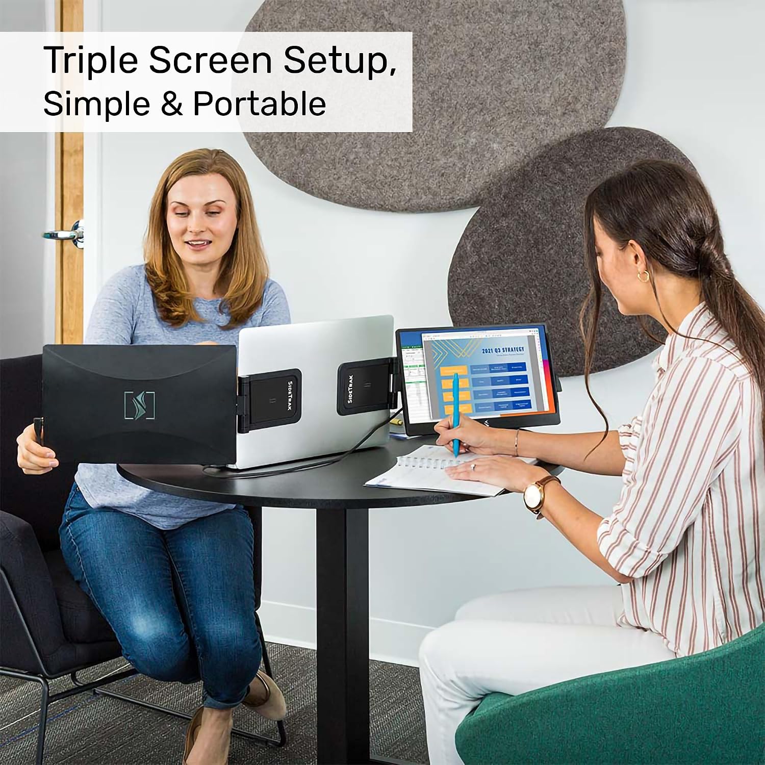 SideTrak Swivel 12.5' Portable Monitor for Laptop & Hub, Patented Swivel Hinge, Laptop Screen Extender | FHD Dual Screen w/Kickstand, USB-C & HDMI, Mac, PC, Chrome Compatible (3 Monitor Bundle w/Hub)