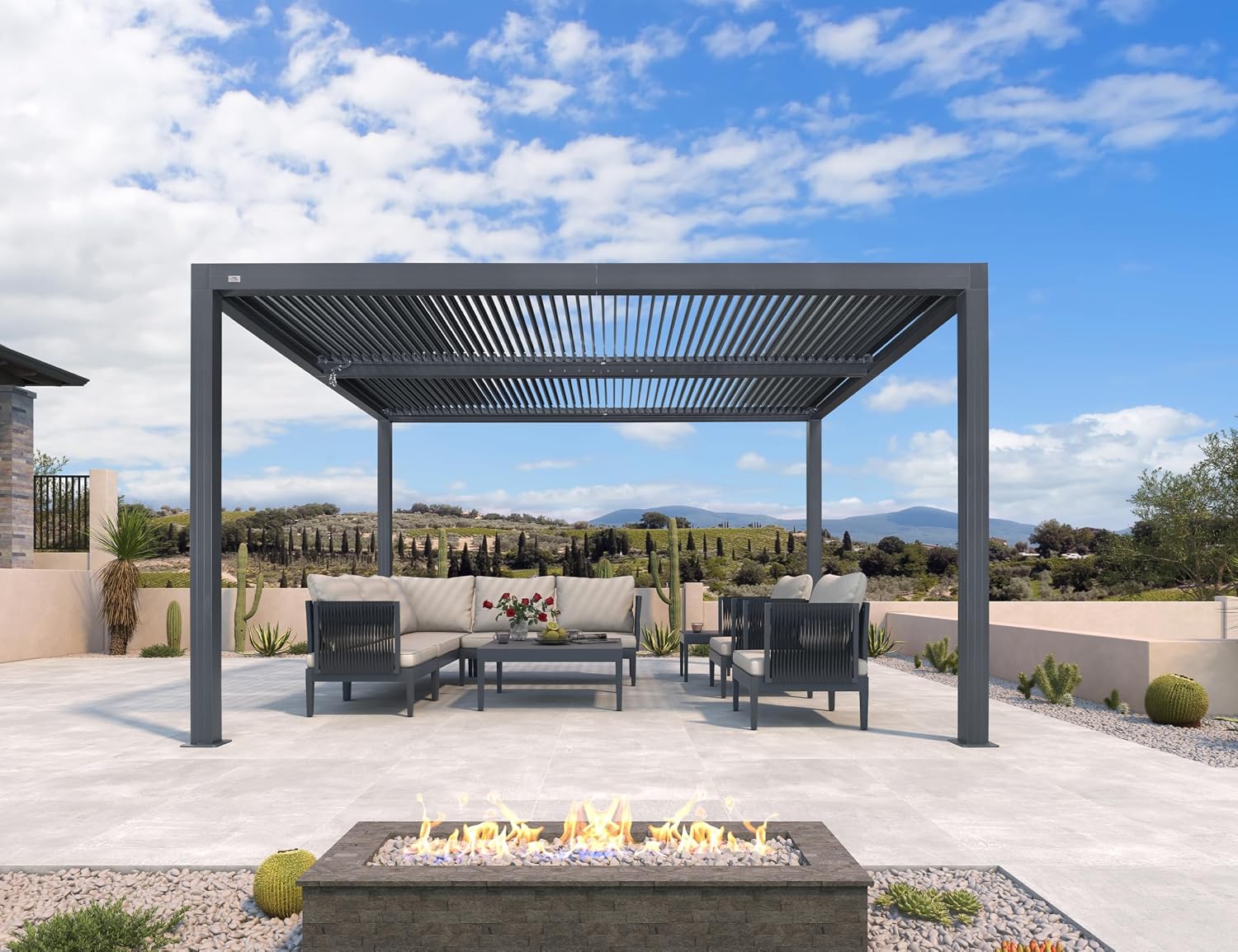 PURPLE LEAF 94AS 10'x12' Small Pergola Compact Aluminum Gazebo with Adjustable Louvered Hardtop for Patio Deck Cover Dark Gray All-Weather Outdoor