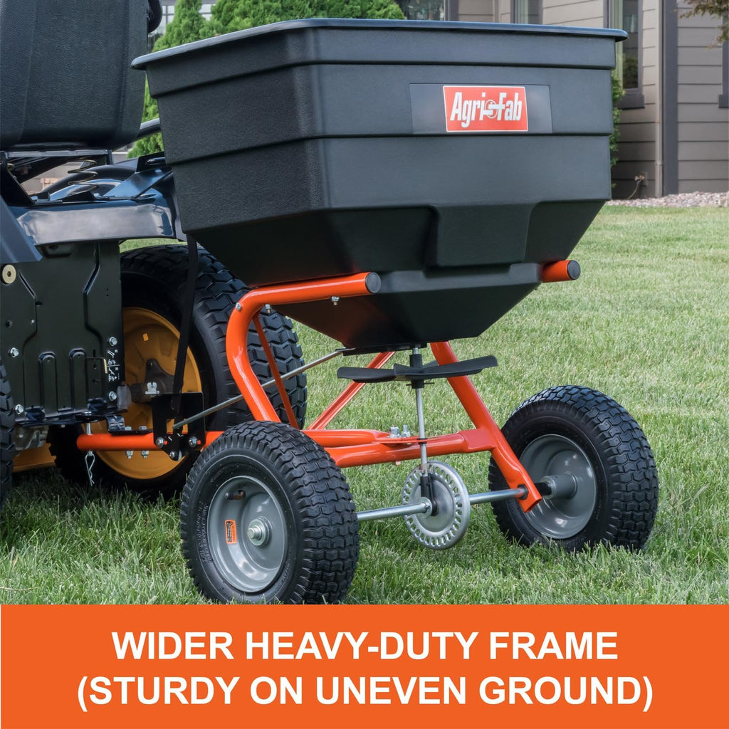 Agri-Fab 45-0547 185 lb. Tow-Behind Lawn & Garden Broadcast Spreader for Seed,Fertilizer,Salt,Ice Melt; Easy to use Flow Control from Seat of Riding Lawn Mower