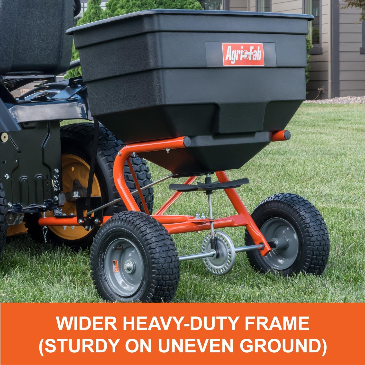 Agri-Fab 45-0547 185 lb. Tow-Behind Lawn & Garden Broadcast Spreader for Seed,Fertilizer,Salt,Ice Melt; Easy to use Flow Control from Seat of Riding Lawn Mower