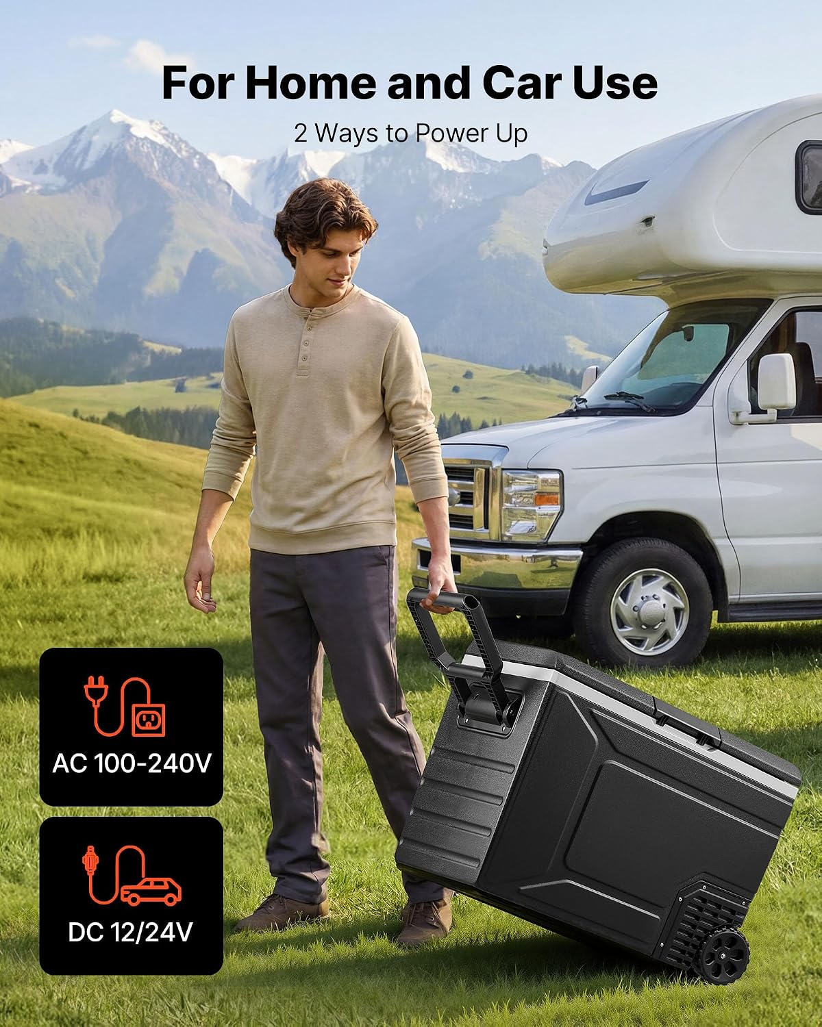 VEVOR 12 Volt Refrigerator, 82.4 QT/ 78L Car Fridge, Portable Electric Freezer Compressor with Handle, APP Control and Wheel, 12V/24V DC 100-240V AC, -4℉ to 68℉, for Truck Van RV SUV Travel Camping