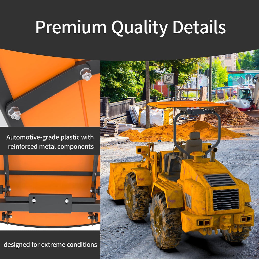 Orange Tractor Canopy for ROPS 53-3/8' x 53-3/8' – Sunshade Roof for Lawn Mowers, Heavy-Duty Mounting Brackets, Non-Fading High-Density Thermoplastic (Adds About 4' to Tractor Height)