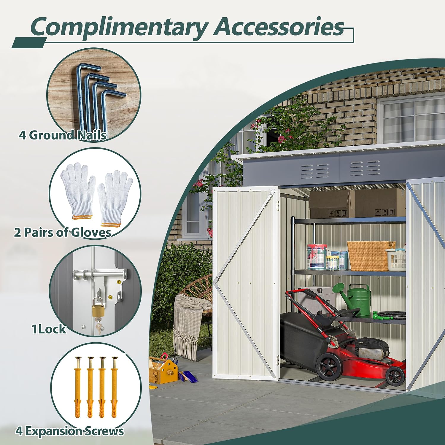 6 x 4 FT Outdoor Storage Shed, Metal Garden Shed with Floor Frame, Small Tool Sheds Outdoor Storage with Lockable Sliding Doors & Air Vents, Storage House Waterproof for Backyard, Lawn, Grey