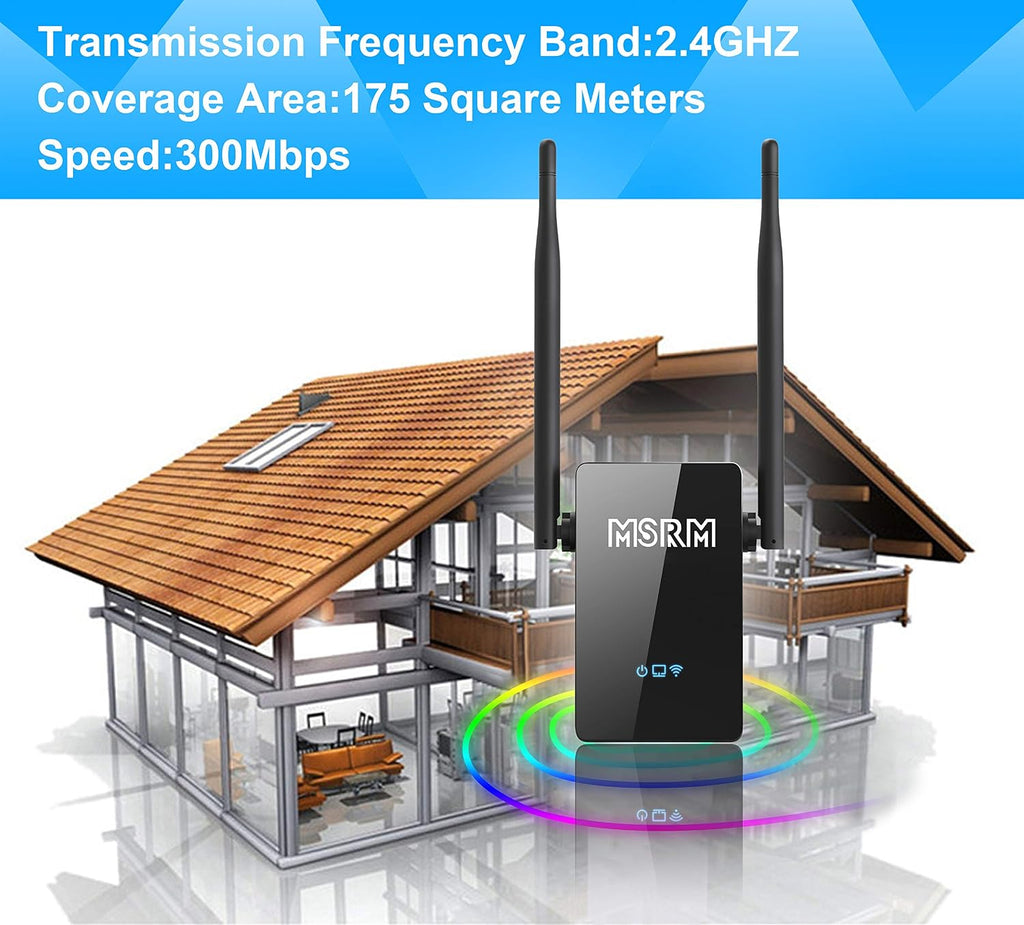 MSRM US302 Wi-Fi Extender with 360 Degree 300Mbps Full WiFi Covering with High Gain Dual External Antennas High Gain Conventivity