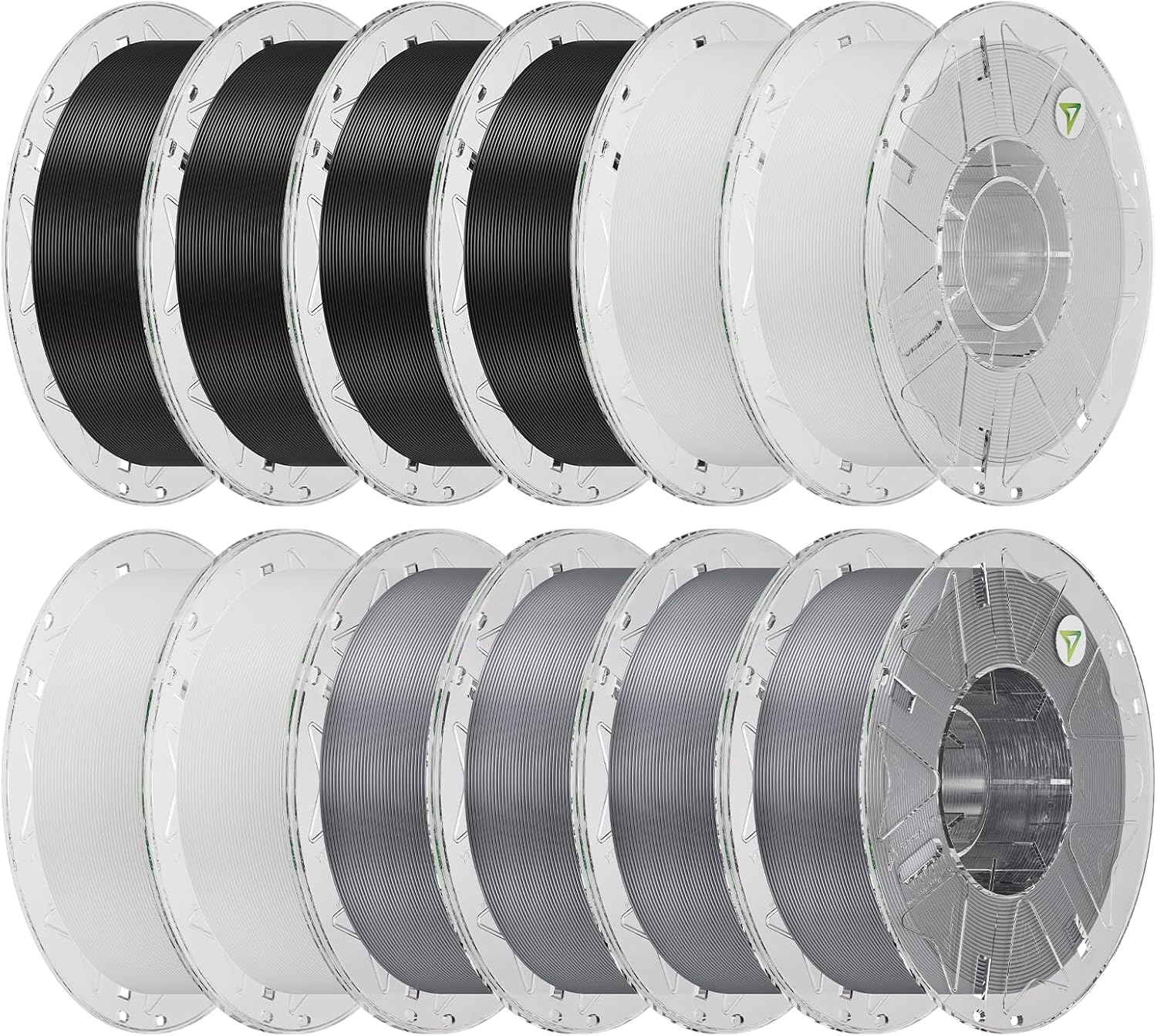 Creality Hyper PLA Filament 1.75mm, RFID 3D Printer Filament PLA for High Speed 30-600mm/s, 12kg(26.4lbs)/Spool Filament Support CFS, Fits for Most 3D Printers, 4Black & 4White & 4Grey