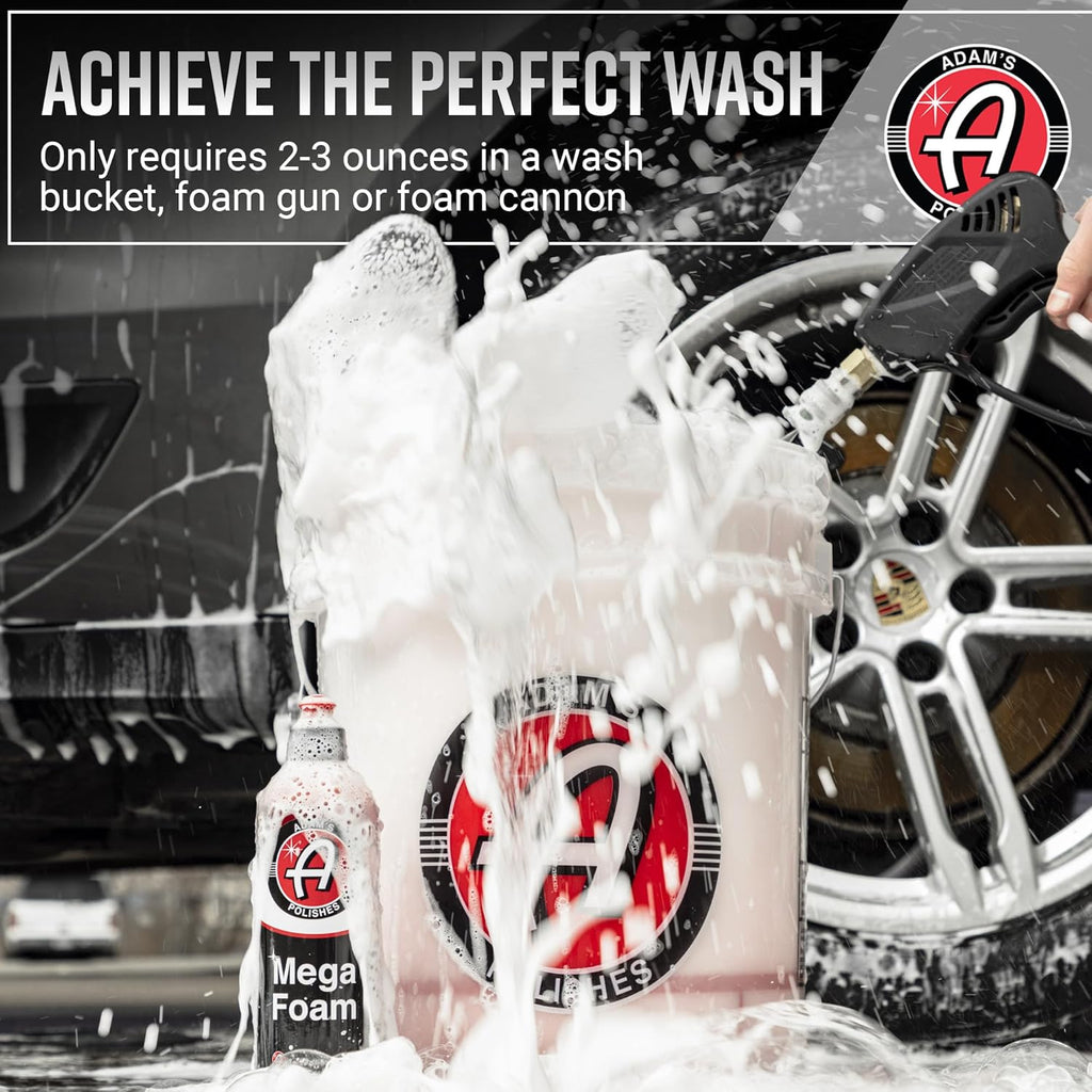 Adam's Mega Foam (5 Gallon) - pH Neutral, Ultra Concentrated for Foam Cannon, Foaming Spray Gun, or Bucket – Safe for Wax, Sealants & Ceramic Coating – High Suds Car Cleaner