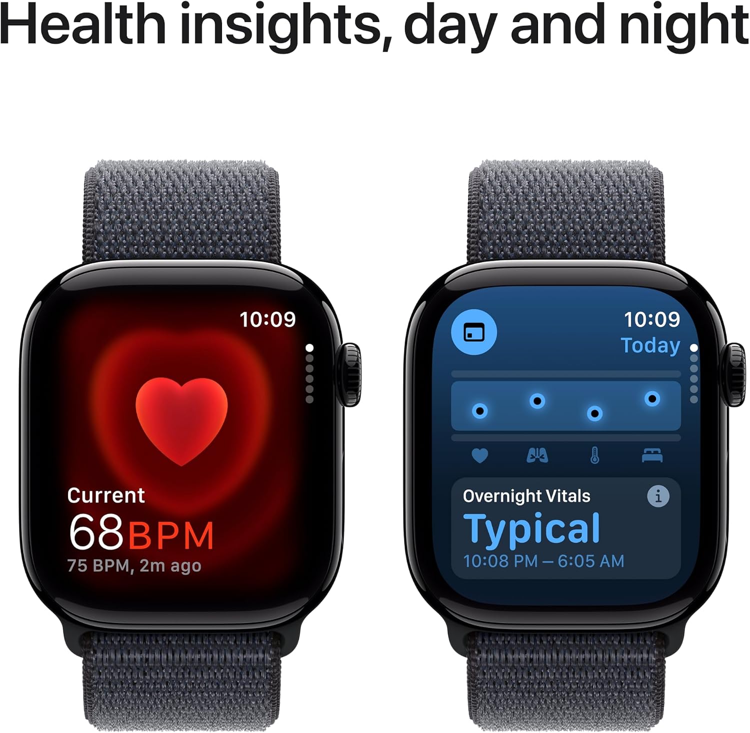 Apple Watch Series 10 [GPS 42mm case] Smartwatch with Jet Black Aluminum Case with Ink Sport Loop. Fitness Tracker, ECG App, Always-On Retina Display, Carbon Neutral