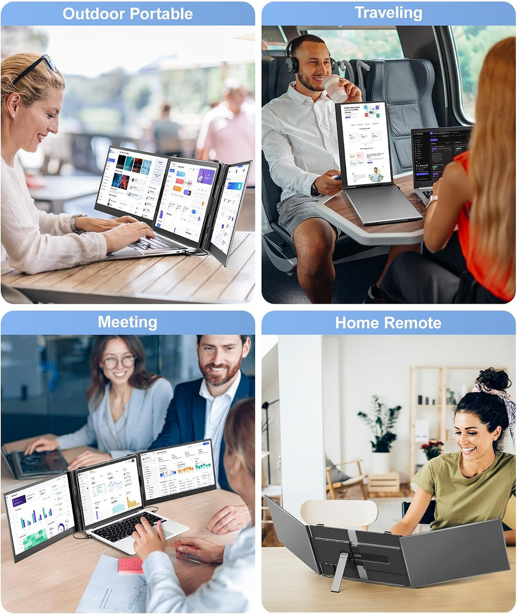 Laptop Screen Extender, Ultra-Thin 14' FHD 1080P Portable Monitor for Laptop, 2.2lbs Lightweight Triple Monitor Extender Plug & Play for 13'-17' Laptops, Compatible with Wins/Mac/Android/Chrome