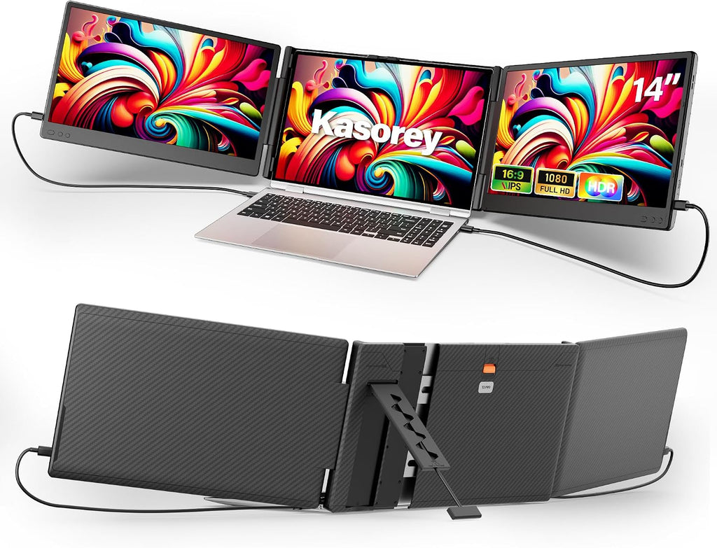 kasorey New Upgraded Laptop Screen Extender Portable Monitor, 1080P FHD IPS Screen, Monitor Extender for Laptop, Fit for 13-17' Laptops, Plug & Play Compatiable with Windows/Mac/Android/Switch