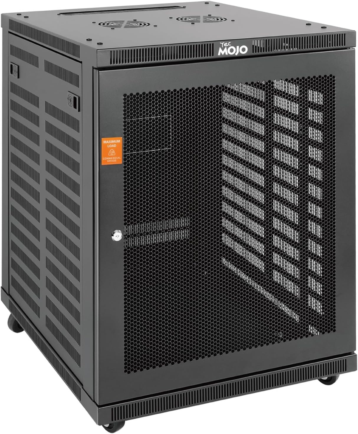 Tecmojo 15U Wall Mount Rack,15U Rack 23.6 Inch Depth,Hold Up to 176 Lbs,Enclosed Rack with 2 Colling Fans,for 19 Inch Network,Server and AV Gear,Mesh Door(Elite Collection)
