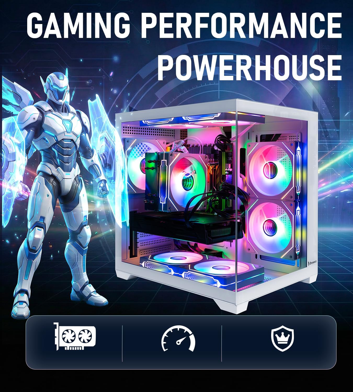 Gaming PC Desktop – i7-9700F up to 4.7GHz, GeForce RTX 3070 8GB GDDR6, 16GB DDR4 RAM, 512GB NVMe SSD + 1TB HDD, WiFi 6 & BT 5.4, 8× ARGB Fans, 650W PSU, WIN11P