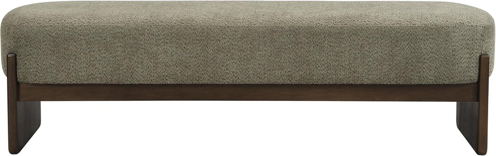 Christopher Knight Home Arden Minimalist Loop Yarn Fabric Dining Bench, Wooden Entryway Ottoman Bench, Modern Living Room Sofa Ottoman Footrest, Bedroom End of Bed Bench, Dark Green+Brown