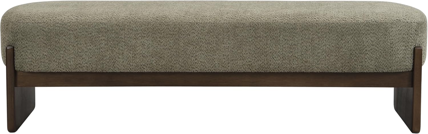 Christopher Knight Home Arden Minimalist Loop Yarn Fabric Dining Bench, Wooden Entryway Ottoman Bench, Modern Living Room Sofa Ottoman Footrest, Bedroom End of Bed Bench, Dark Green+Brown