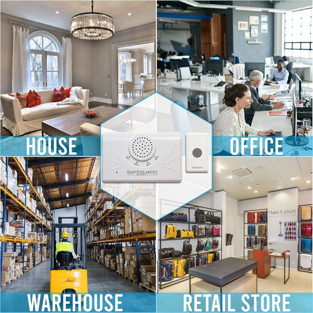 Extra Loud Doorbell- 120db Door Buzzer for Business Entry - Unique Loud Wireless Doorbell for Noisy or Large Areas - One Door Buzzer Entry System Kit Provides Complete Coverage