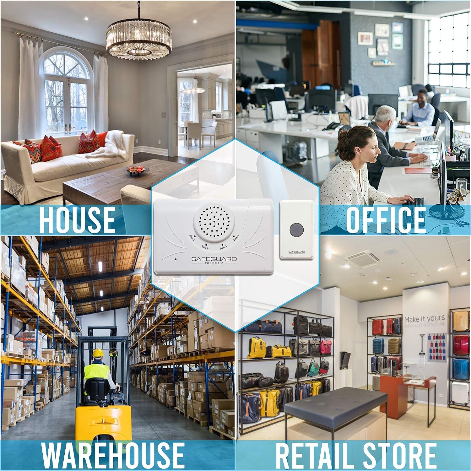 Extra Loud Doorbell- 120db Door Buzzer for Business Entry - Unique Loud Wireless Doorbell for Noisy or Large Areas - One Door Buzzer Entry System Kit Provides Complete Coverage