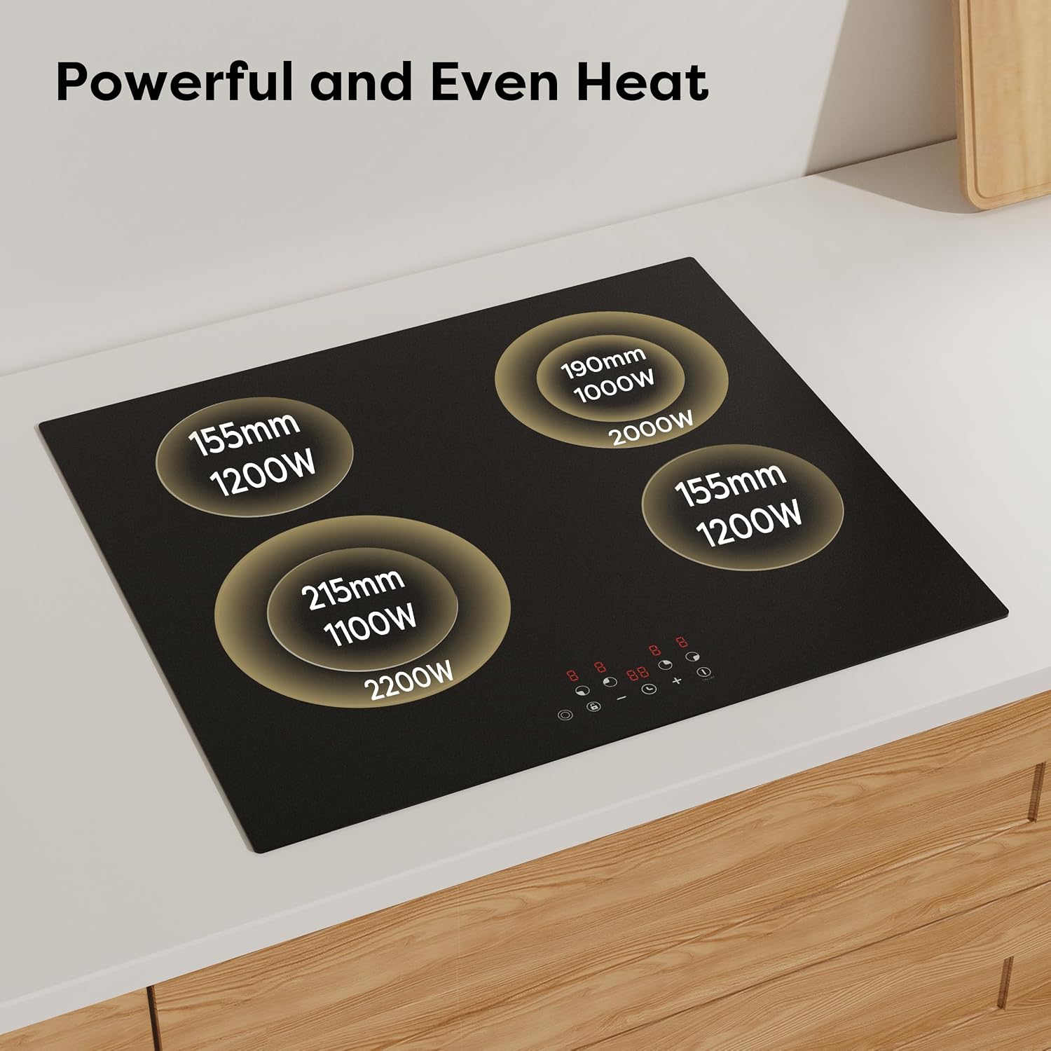 CDV 4 Burner Electric Cooktop 24 Inch, 6600W Built-in Ceramic Electric Stove Top, 220-240v Radiant Cooktop with Child Lock, Touch Control, Multiple Safety Protection, Hard Wire (No Plug)