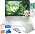 HP Ultra Thin 14' Laptop with Copilot, Intel N150, 8GB RAM, 384GB(128GB eMMC+256GB SD Card) • HUB • Mouse, Windows 11 Pro, 1-Year Office 365, Lightweight Green Notebook for Work & School