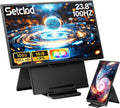 Setclod 23.8' Large Portable Monitor, 1080P FHD 100Hz Laptop Screen Extender, IPS 125% sRGB, Extra USB Hub for Office Gaming with Detachable Stand, Travel Monitor for Window, MAC, Xbox, Switch