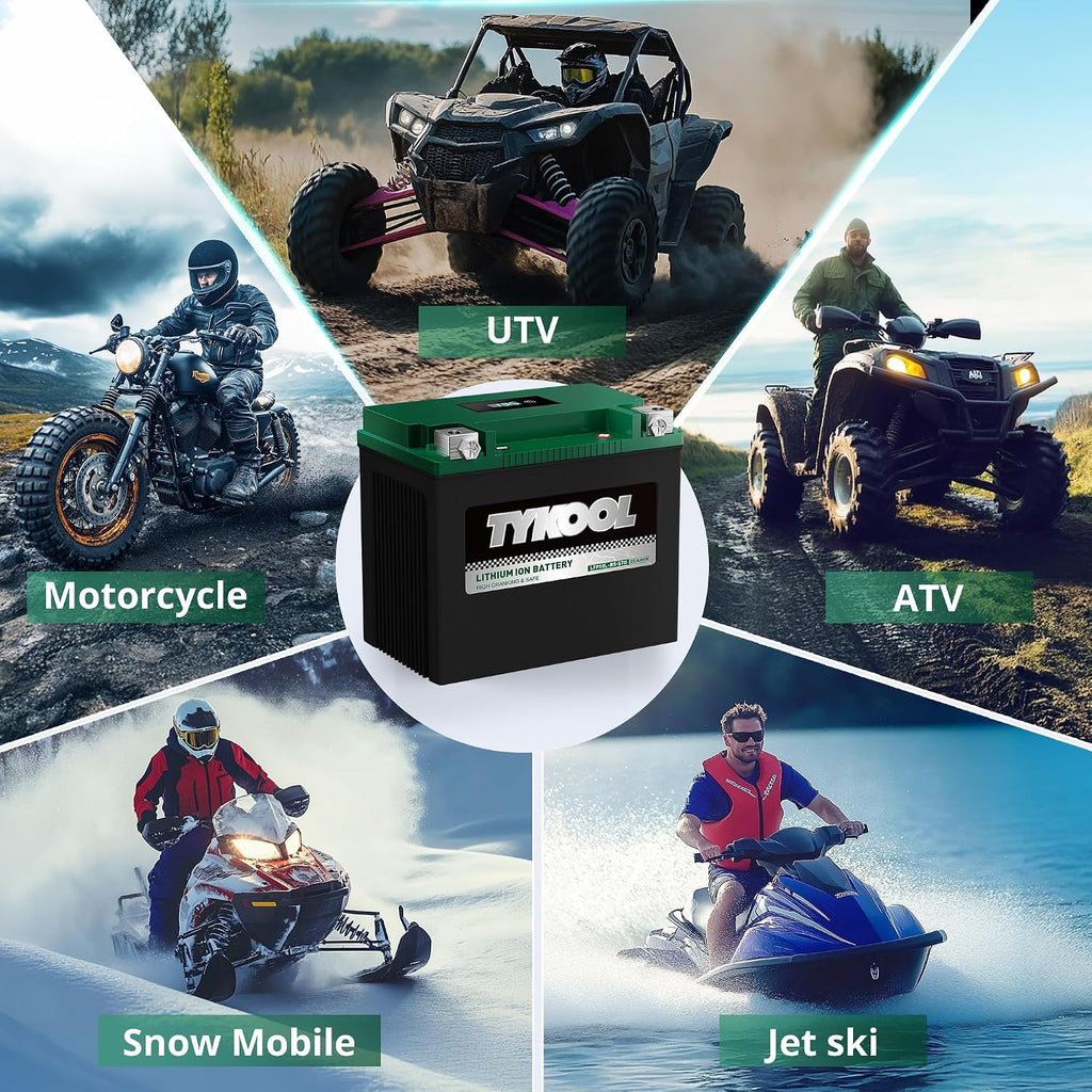 TYKOOL LFP30L-BS-STD Lithium Battery, Replaces YTX30L-BS, 650CCA 12Ah Fits for Motorcycle UTV ATV PWC, Compatible with Harley Touring Road King Moto Guzzi 1000cc Polaris Ranger RZR 800,Digital Readout