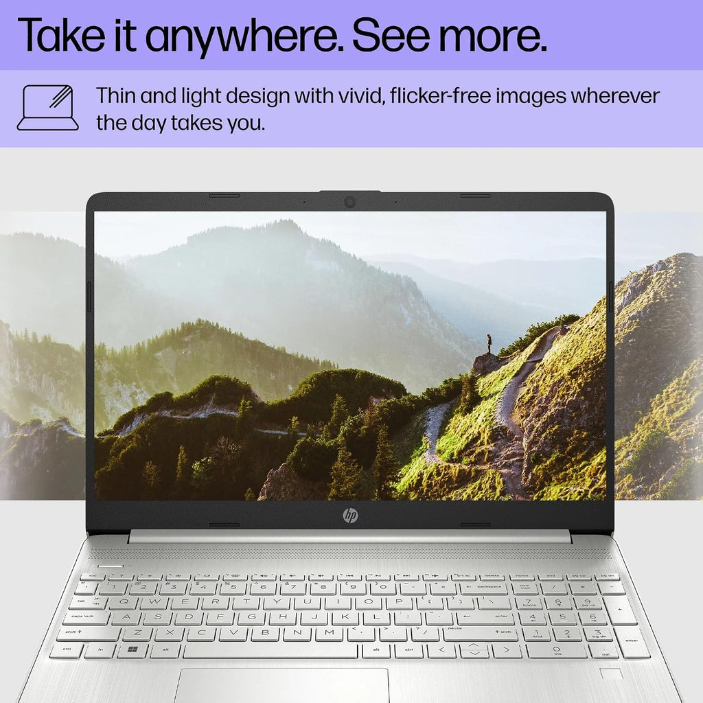 HP 15 Laptop for Business and Students (15.6' FHD, Intel 6-Core i3-1215U, 8GB RAM, 256GB SSD), Narrow-Bezel, Fingerprint Reader, 10-Hr Long Battery Life, Webcam, Numpad, HDMI, Win 11 Pro in S Mode