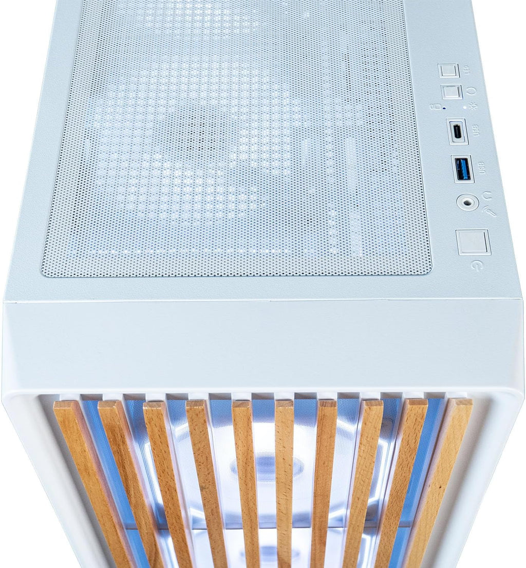 ViprTech Overlord 2.0 Liquid-Cooled PC - AMD Ryzen 7 5700X (4.6Ghz Turbo), AMD RX 9060 XT 16GB, 32GB DDR4 RAM, 1TB SSD, White Wood Case, RGB Keyboard Mouse, VR-Ready, WiFi BT, Win 11, Computer Tower