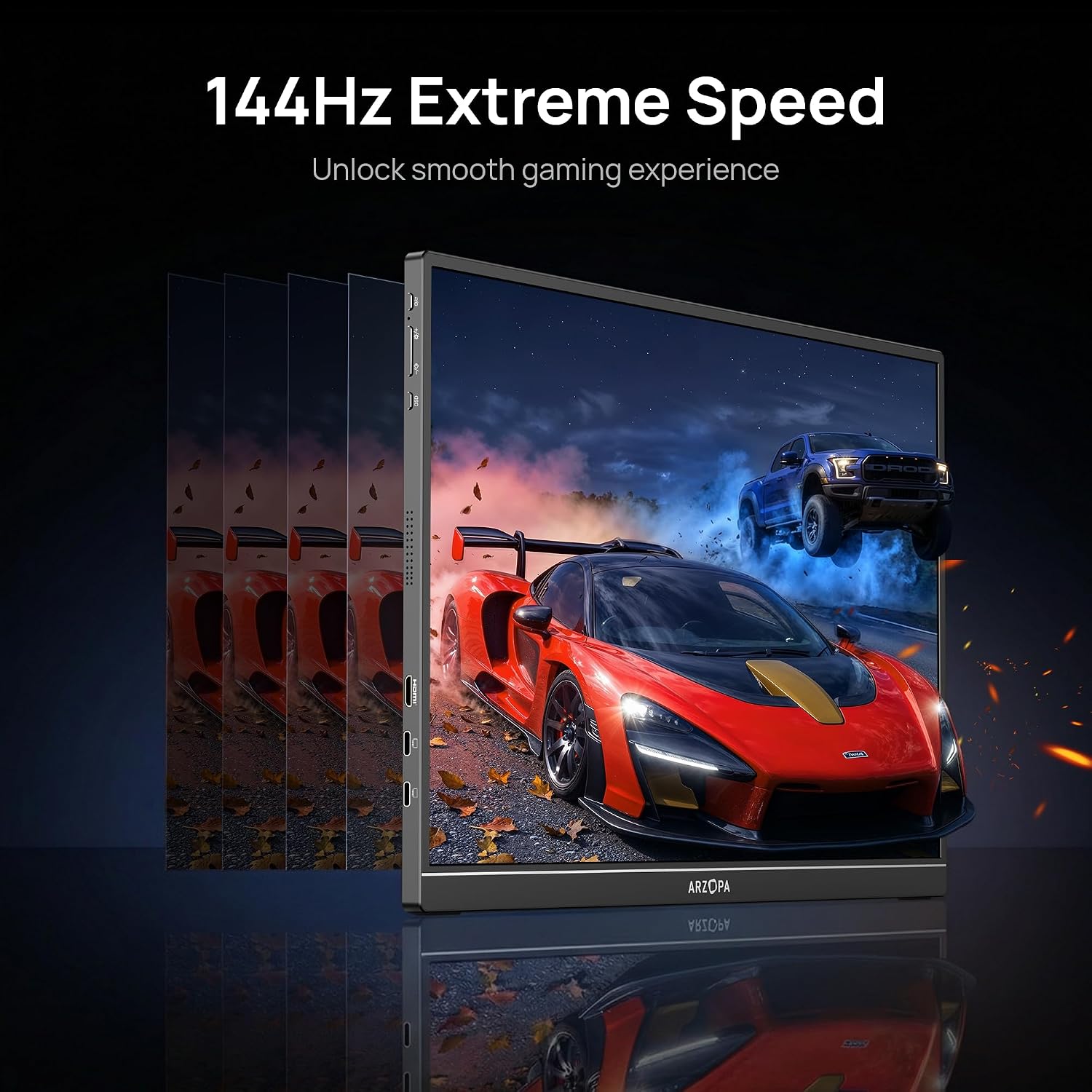 ARZOPA 16.1'' 144Hz Portable Gaming Monitor, 106% sRGB 1080P FHD Kickstand Portable Monitor with HDR, Ultra Slim, Eye Care, External Second Screen for Laptop, PC, PS5, Mac, Xbox-Z1FC