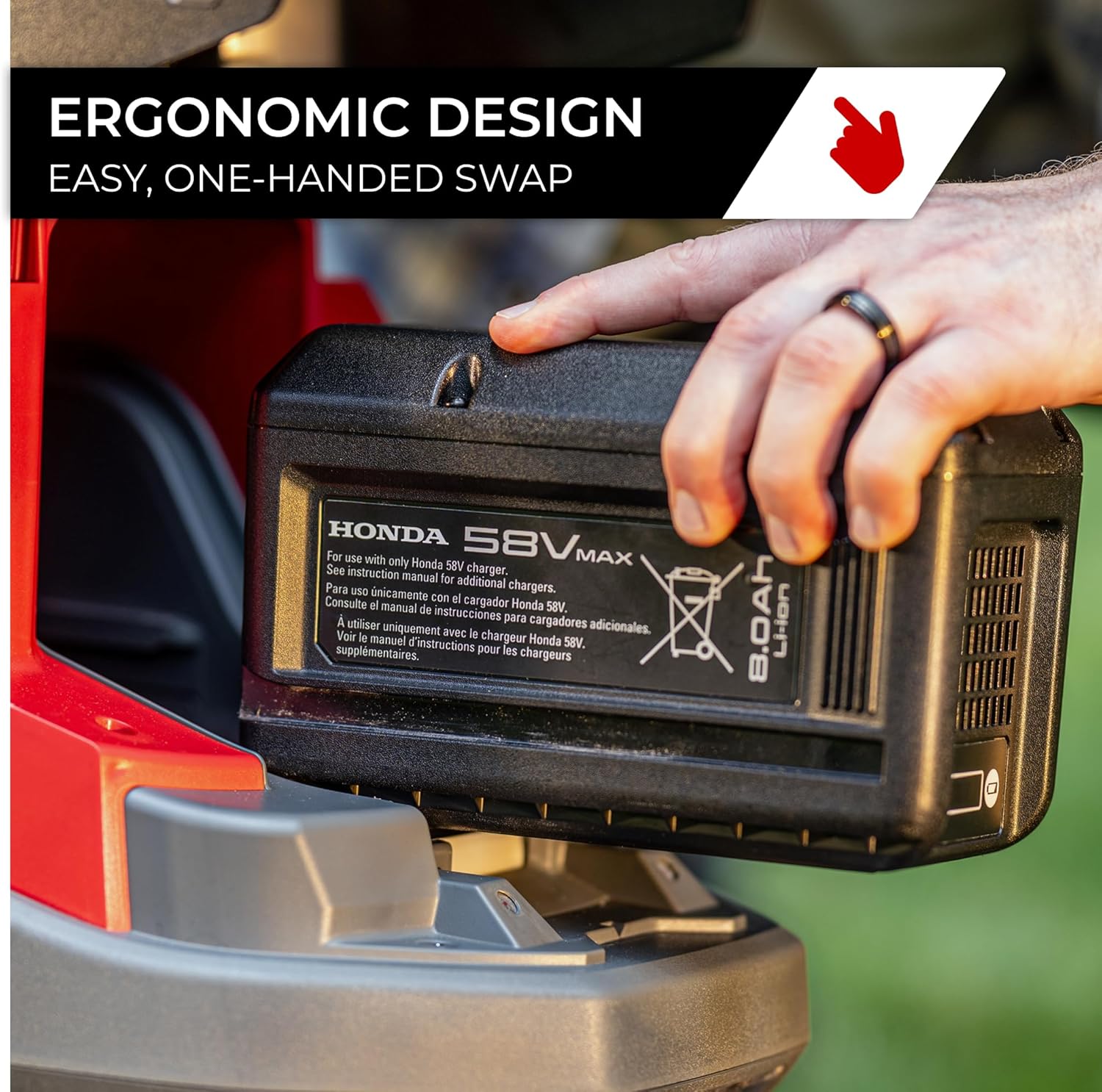 Honda DP5080 8Ah Lawn Mower Battery for HRN-BV, HRX-BV, HRX-BE, HRC-BE Variable Speed Self Propelled Lawn Mowers, Patented Connection for More Reliable Operation (DP5080CBNA)