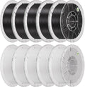 Creality Hyper PLA Filament Bundle 10KG, RFID 3D Printer Filament PLA 1.75mm for High Speed 30-600mm/s, Support CFS, Fits for Most 3D Printers (Black*5+White*5)