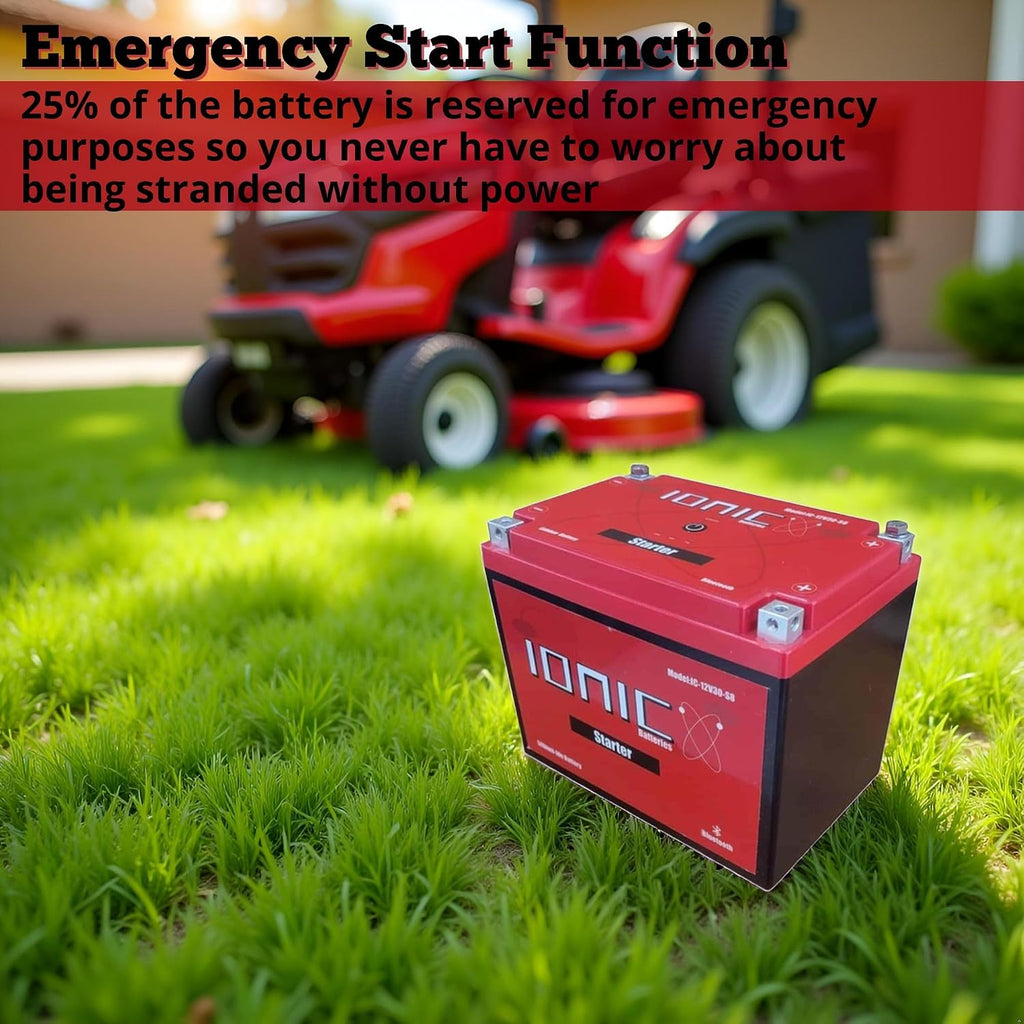 Ionic Lithium 12V Starter Battery for Zero-Turn Lawn Mowers and UTVs - 12V Group U1 Battery with 720CA - Bluetooth Capability - 4.4lbs - IC-12V9-S8-P