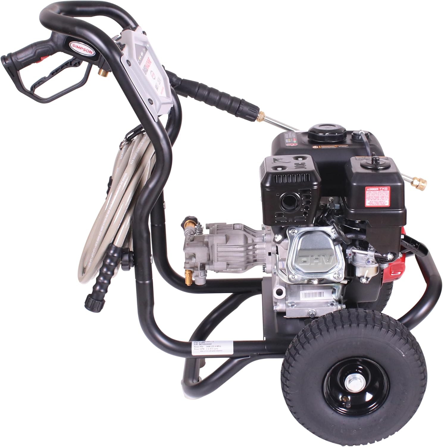 Simpson 3400 PSI Gas Pressure Washer and 15-Inch Surface Cleaner, 2.5 GPM Residential Power Washer, 25' Hose, Clean Machine, 49-State (CM61248-S)