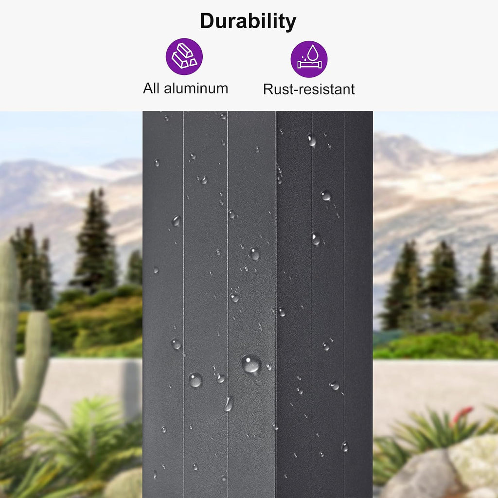 PURPLE LEAF Louvered Pergola 94AS 11' x 13' Outdoor Aluminum Pergola with Fixed Shutter Wall Adjustable Roof for Deck Backyard Grey Hardtop Gazebo, 1 Short Side