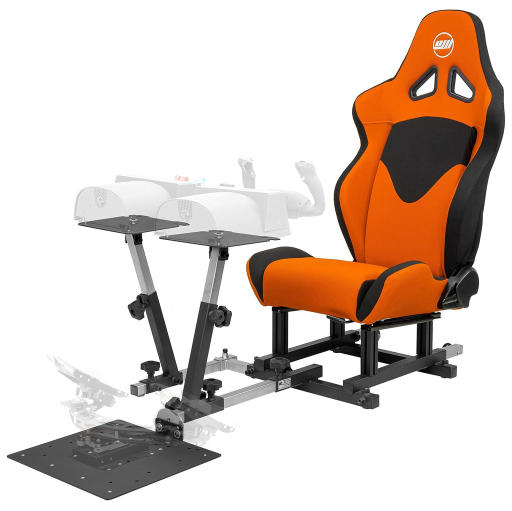 SimFab Modular Flight Simulator Pit For General, Civil and Commercial Aviation, MSFS Edition, Compatible With Logitech, Honeycomb, Turtle Beach, CH Products (Orange)