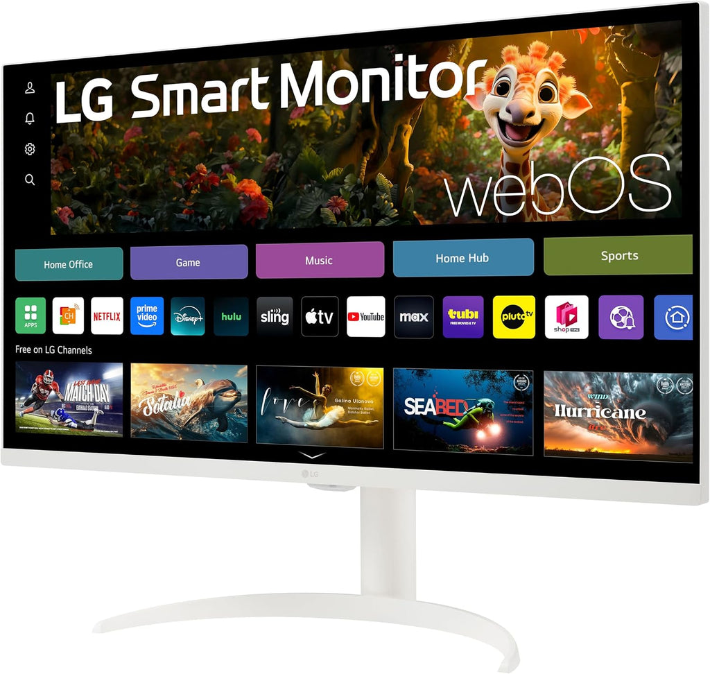 LG 32SR75U-W 32-inch Smart Monitor with Steaming TV, 4K UHD (3840 x 2160), HDR10, USB Type-C 65W PD, webOS, Screen Share, Bluetooth, Built-in Speaker, HDMI, USB, Remove Control, White